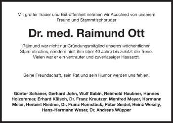 Traueranzeige von Raimund Ott von Der Bote
