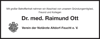 Traueranzeige von Raimund Ott von Der Bote