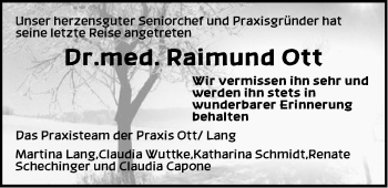 Traueranzeige von Raimund Ott von Der Bote