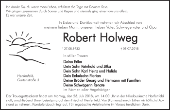 Traueranzeige von Robert Holweg von Hersbrucker Zeitung