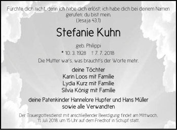 Traueranzeige von Stefanie Kuhn von Hersbrucker Zeitung