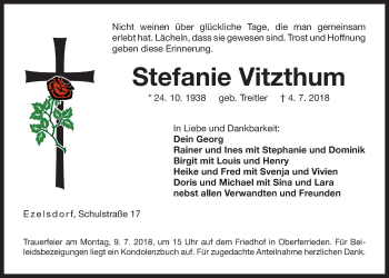 Traueranzeige von Stefanie Vitzthum von Der Bote