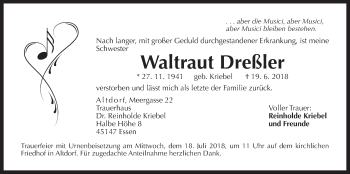 Traueranzeige von Waltraut Dreßler von Der Bote
