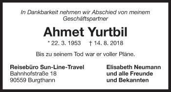 Traueranzeige von Ahmet Yurtbil von Der Bote