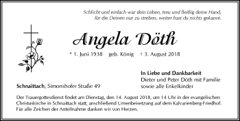 Traueranzeige von Angela Döth von Pegnitz-Zeitung