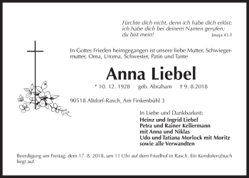 Traueranzeige von Anna Liebel von Der Bote