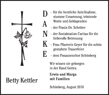 Traueranzeige von Betty Kettler von Pegnitz-Zeitung