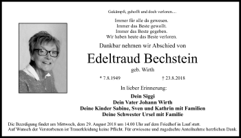 Traueranzeige von Edeltraud Bechstein von Pegnitz-Zeitung