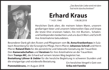 Traueranzeige von Erhard Kraus von Hersbrucker Zeitung