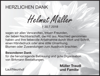 Traueranzeige von Helmut Müller von Pegnitz-Zeitung
