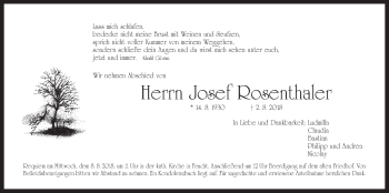 Traueranzeige von Josef Rosenthaler von Der Bote
