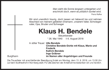 Traueranzeige von Klaus H. Bendele von Der Bote