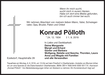 Traueranzeige von Konrad Pölloth von Der Bote