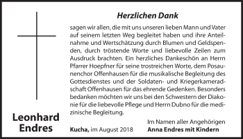 Traueranzeige von Leonhard Endres von Hersbrucker Zeitung