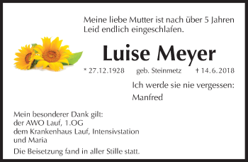 Traueranzeige von Luise Meyer von Pegnitz-Zeitung