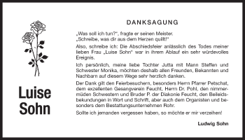 Traueranzeige von Luise Sohn von Der Bote
