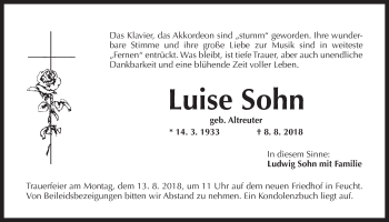 Traueranzeige von Luise Sohn von Der Bote