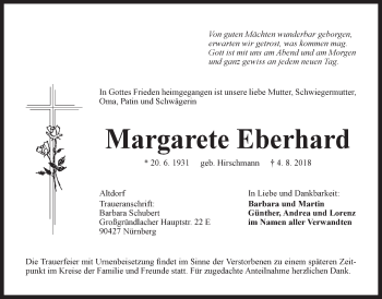 Traueranzeige von Margarete Eberhard von Der Bote