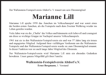 Traueranzeige von Marianne Lill von Der Bote