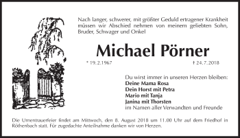 Traueranzeige von Michael Pörner von Pegnitz-Zeitung