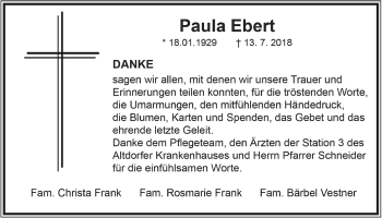 Traueranzeige von Paula Ebert von Der Bote