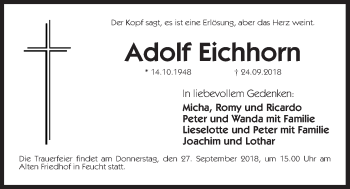 Traueranzeige von Adolf Eichhorn von Der Bote