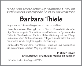 Traueranzeige von Barbara Thiele von Der Bote