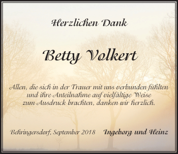 Traueranzeige von Betty Volkert von Pegnitz-Zeitung