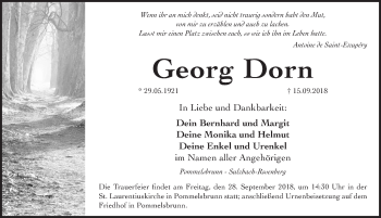 Traueranzeige von Georg Dorn von Hersbrucker Zeitung