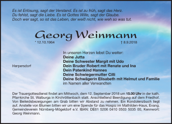 Traueranzeige von Georg Weinmann von Pegnitz-Zeitung