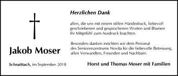 Traueranzeige von Jakob Moser von Pegnitz-Zeitung