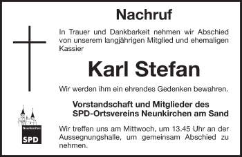 Traueranzeige von Karl Stefan von Pegnitz-Zeitung