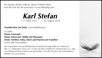 Traueranzeige von Karl Stefan von Pegnitz-Zeitung