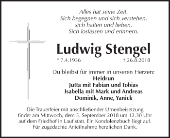 Traueranzeige von Ludwig Stengel von Pegnitz-Zeitung