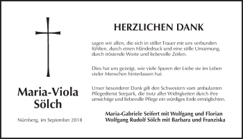 Traueranzeige von Maria-Viola Sölch von Pegnitz-Zeitung