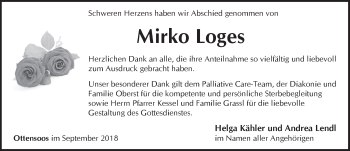 Traueranzeige von Mirko Loges von Pegnitz-Zeitung