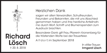 Traueranzeige von Richard Lösch von Der Bote