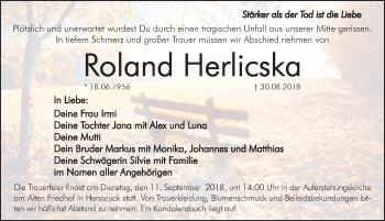 Traueranzeige von Roland Herlicska von Hersbrucker Zeitung