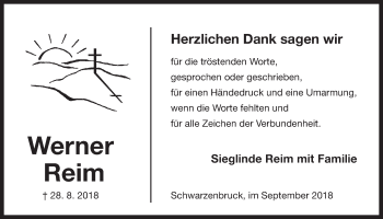 Traueranzeige von Werner Reim von Der Bote