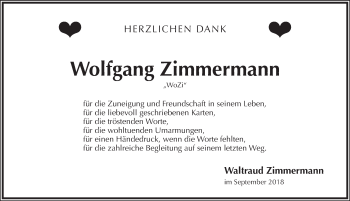 Traueranzeige von Wolfgang Zimmermann von Pegnitz-Zeitung