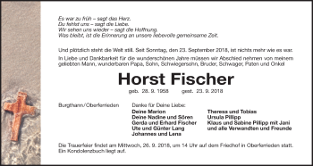 Traueranzeige von Horst Fischer von Der Bote