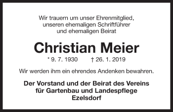 Traueranzeige von Christian Meier von Der Bote