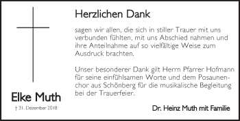 Traueranzeige von Elke Muth von Pegnitz-Zeitung