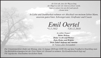 Traueranzeige von Emil Oertel von Pegnitz-Zeitung