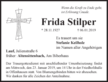 Traueranzeige von Frida Stilper von Hersbrucker Zeitung