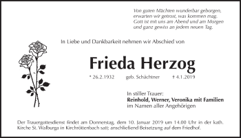 Traueranzeige von Frieda Herzog von Pegnitz-Zeitung