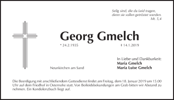 Traueranzeige von Georg Gmelch von Pegnitz-Zeitung