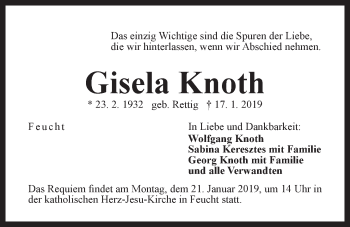 Traueranzeige von Gisela Knoth von Der Bote