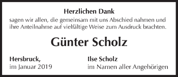 Traueranzeige von Günter Scholz von Hersbrucker Zeitung