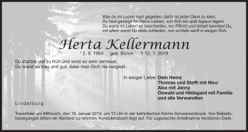 Traueranzeige von Herta Kellermann von Der Bote
